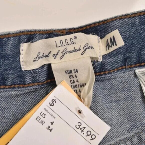 NWT H&M Jean Shorts Distressed Blue Denim Cut  Offs Size 4 - Picture 6 of 10